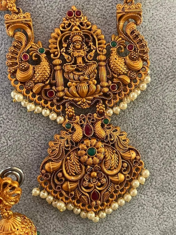 Gold Plated Laxmi Set Brass Necklace Hindu Goddess Goddess of Wealth indian Jewellery Indian Tradational Jewellery Necklace Gift Etsy Canada