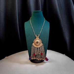Einzigartiger afghanischer Tribal Choker,Boho Medaillon Halskette,3D Schmuck,3D Münze Anhänger - Vintage Boho Schmuck