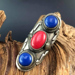 Nepal Tribal Ring ,Vintage Ring, statement Jewelry,  Nepal Ring,Tribal Ethnic ,Lapis Lazuli Ring , Massive Ring ,Tibetan Ring, Gift For Her