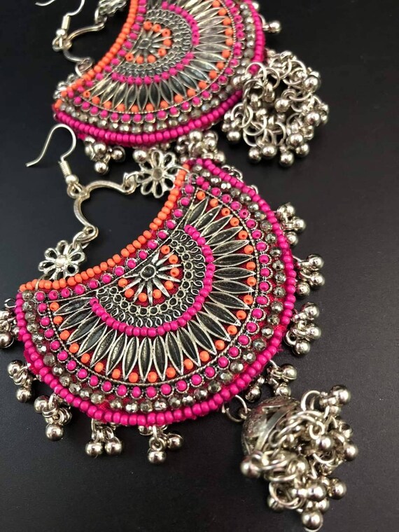 Colour Jhumka Earring. Afghani Jewelry afghani Earrings boho