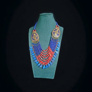 Nepalese / Tibetaanse etnische kralen turquoise ketting, groot, boho stijl, multi-strand, etnische sieraden, cadeau voor haar