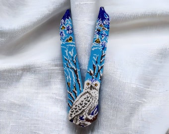 Handmade Beaded Owl Necklace: Long Statement Jewelry