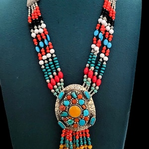 TIBETAN NECKLACE , Turquoise  Necklace ,Beaded Necklace, Nepali Necklace, Stone Necklace