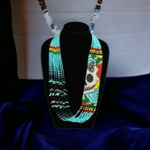 Beautiful sugar Skull Necklace, H, Ethnic Sugar Skull Necklace, Necklace, Seed Bead Necklace ,Beaded Necklace