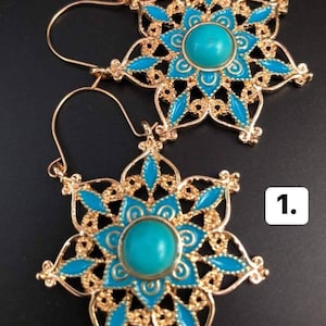 Gold Mandala Statement Hoop Earrings
