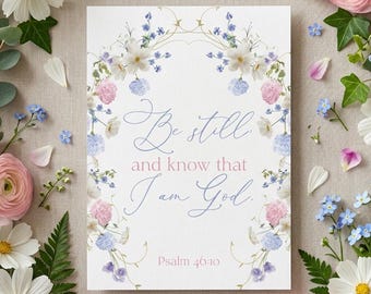 Psalm 46:10 Bible Verse Cards Scripture Memory Verse Card Be Still (Digital Download)