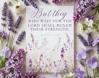 Isaiah 40:31 Printable Bible Verse Wall Art, Christian Encouragement Print for Women, Scripture Memory Verse Card