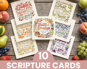 Fruit Scripture Cards for Girls, Christian Bible Verse Cards, Cute Fruit Bible Verses, Bible Lunchbox Notes