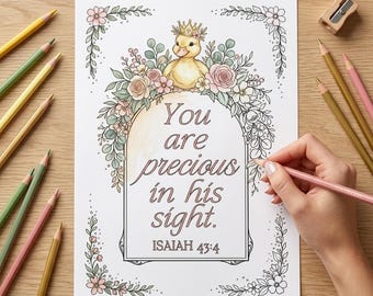 Scripture Adult Coloring Page, You Are Precious Bible Verse Christian Coloring Sheet