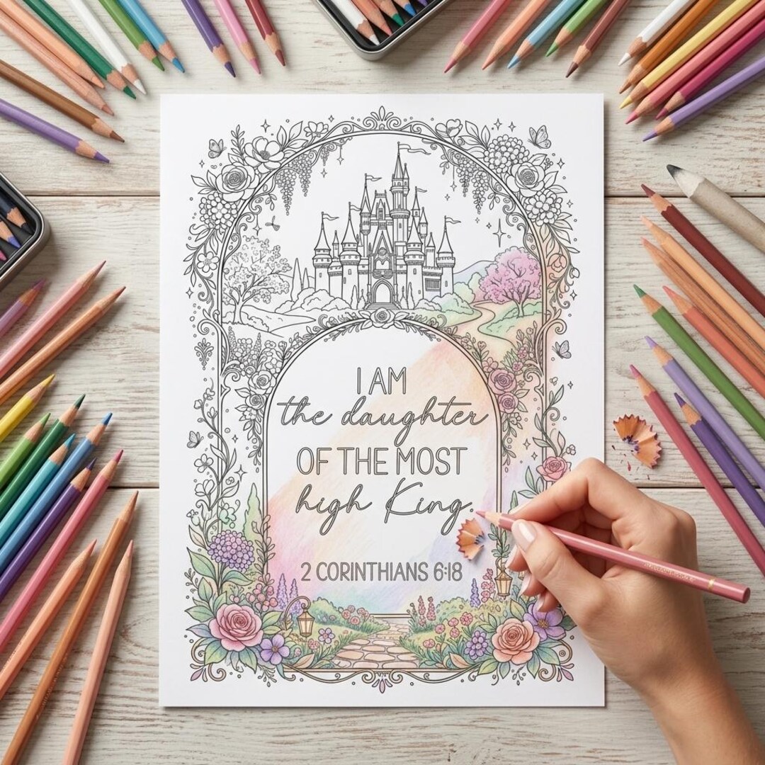 Princess Scripture Adult Coloring Page, Printable Christian Bible Verse ...
