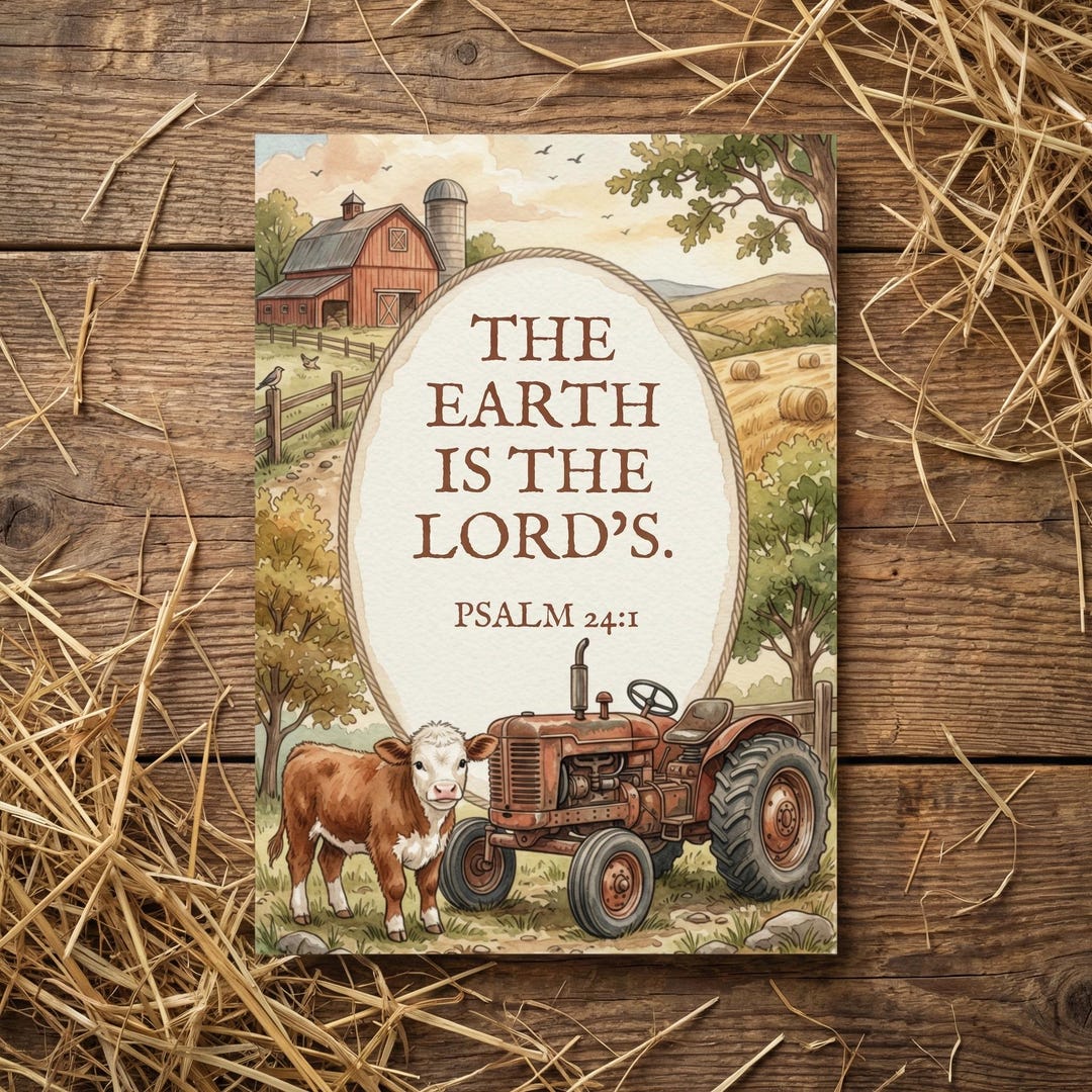 Farm Bible Verse Printable, Boys Scripture Card, Tractor Nursery ...