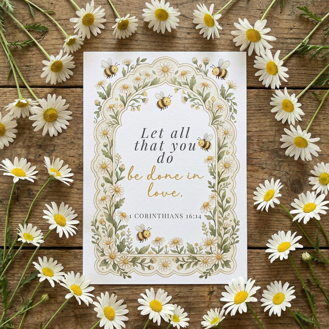 Bee Bible Verse Printable for Kids, Daisy Scripture Card, Girl Nursery ...