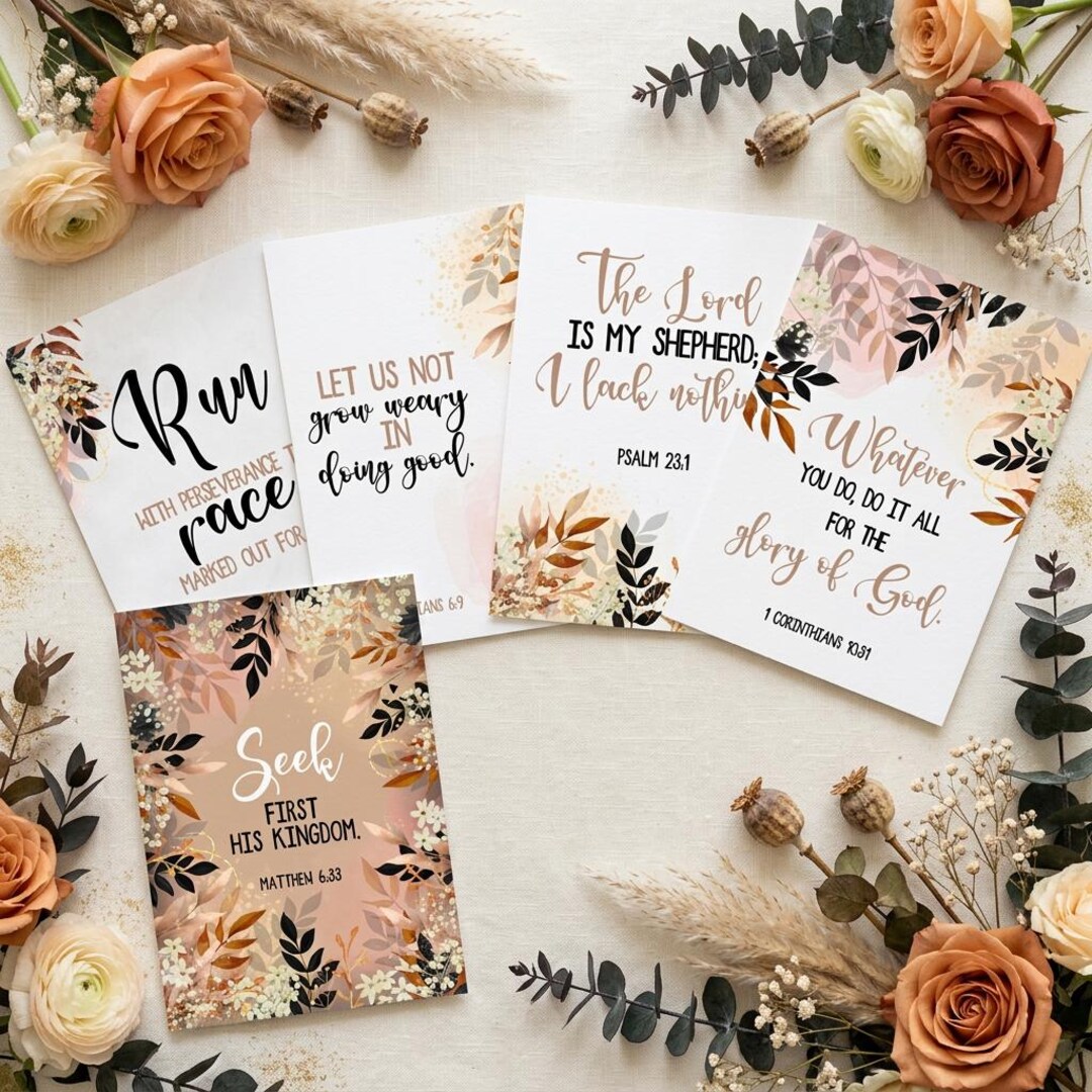 Floral Bible Verse Cards for Women, Christian Printable Scripture Card ...