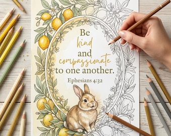 Christian Adult Coloring Page, Bunny Kindness Bible Verse Scripture Printable