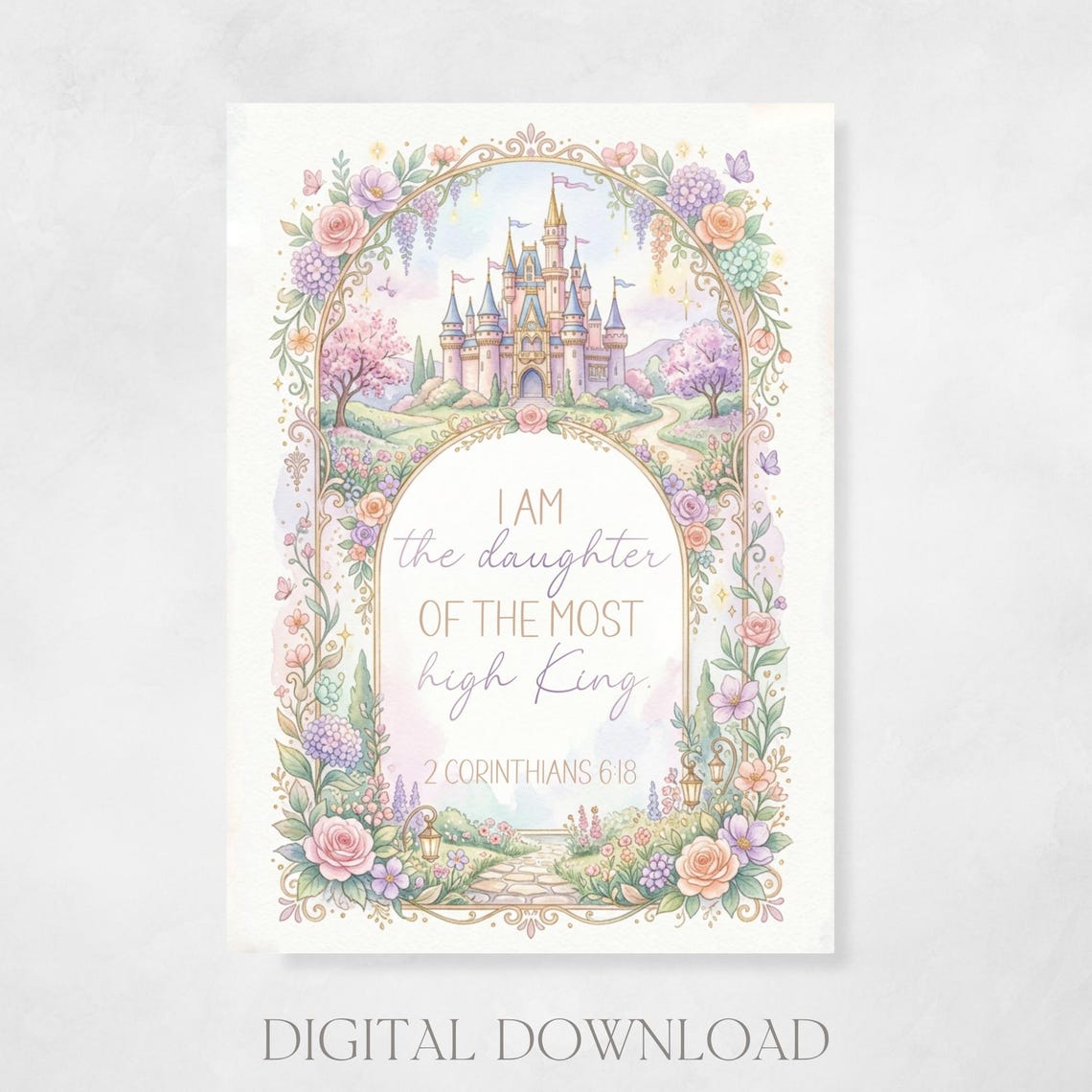 Princess Bible Verse Card Printable for Girls, Daughter of the King ...