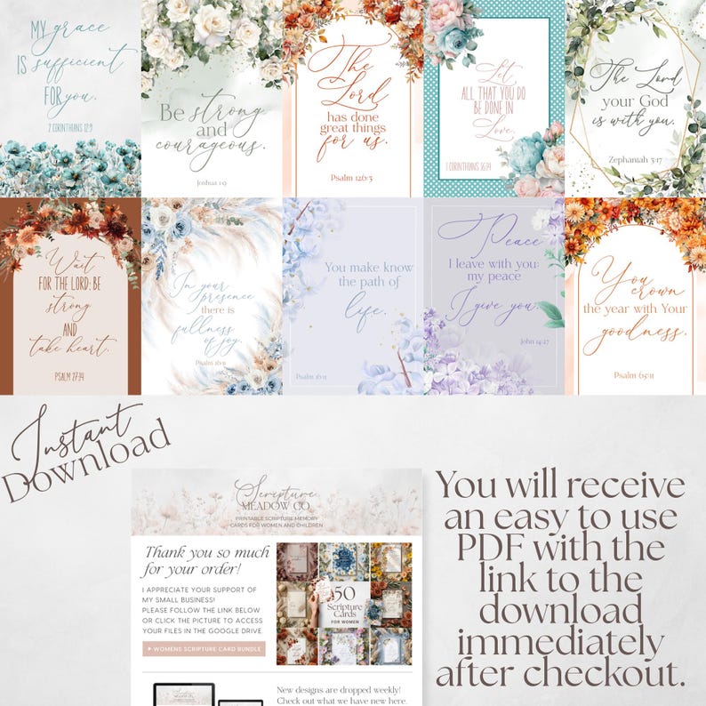 50 Scripture Cards for Women Bundle, Printable Bible Verse Cards ...