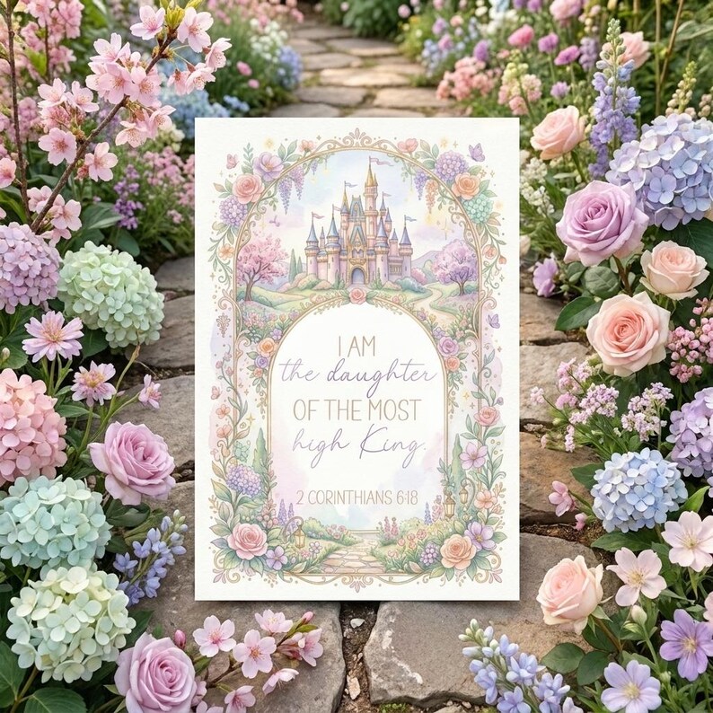 Princess Bible Verse Card Printable for Girls, Daughter of the King ...