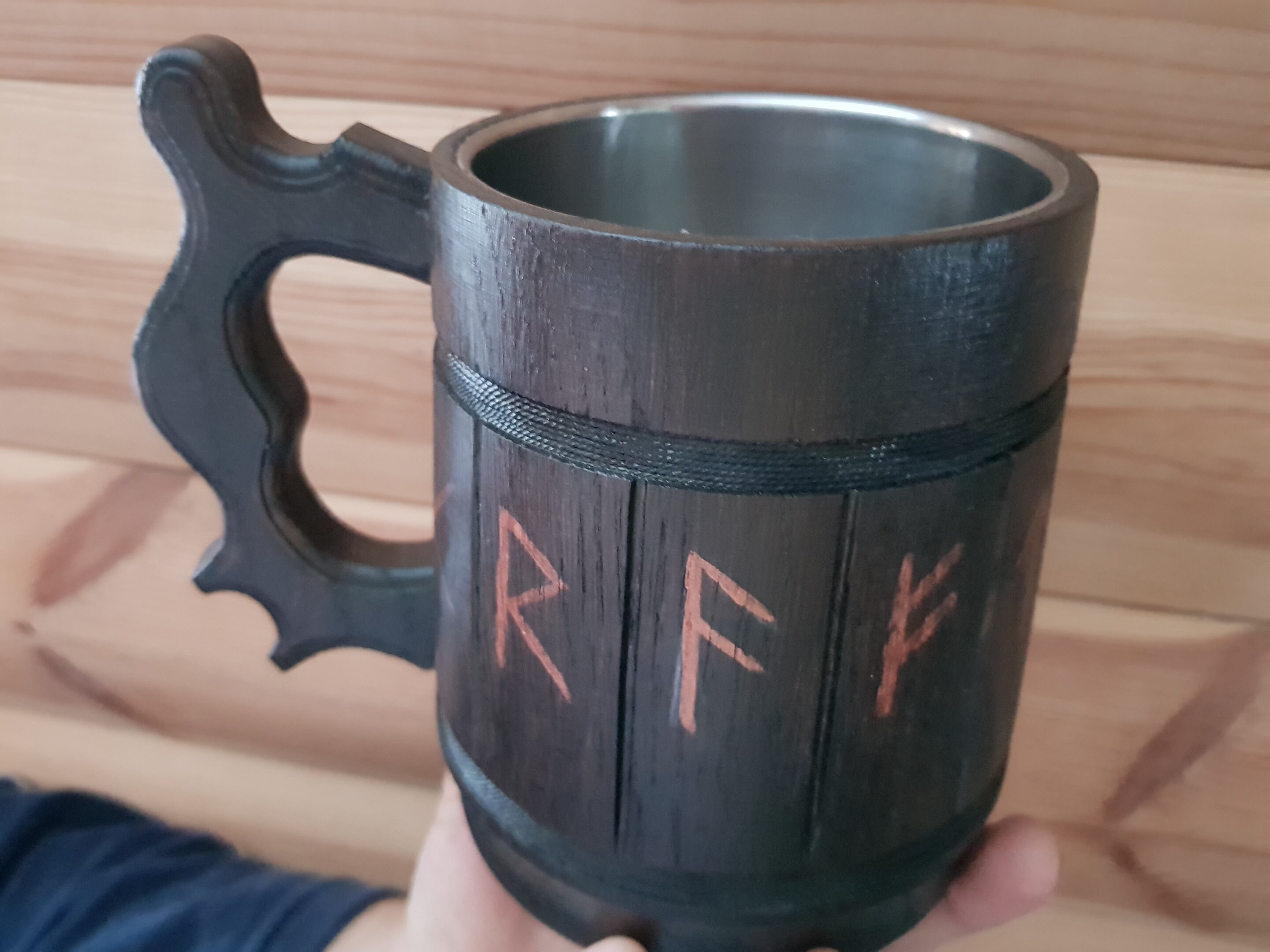 Wooden Beer mug Viking mug Vegvisir Viking tankard Oak wood Etsy