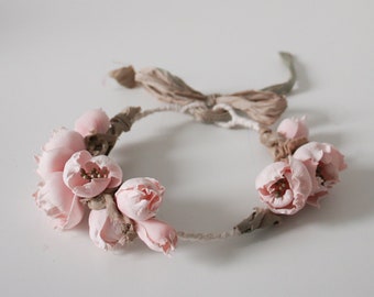 Baby girl flower crown - Peony flower crown - Baby girl peonies flower crown - Peony headband - Baby girl flower headband