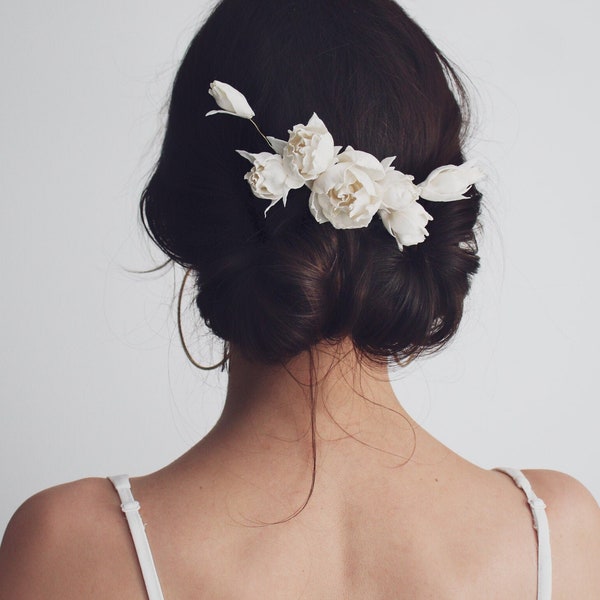 Braut Haarkamm - Braut Haarteil - Elfenbein Pfingstrose Hochzeit Haarkamm - Hochzeit Haarnadeln - Blumen Haarspange - Hochzeit Haarschmuck