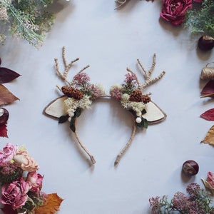 Deer antler headband adult - Festival hair band antler - antlers flower headband -