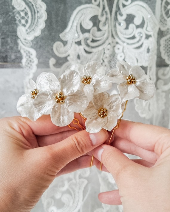 6 Goldene Haarnadeln Mit Pinken Perlen - Elegante Haarschmuck Set