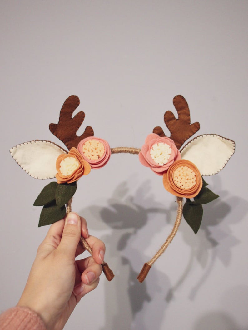 Deer Antler Headband Felt Flower Crown Antler Headband Etsy