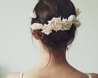 Bridal floral hair vine - Bride hair piece - Wedding hair accessory