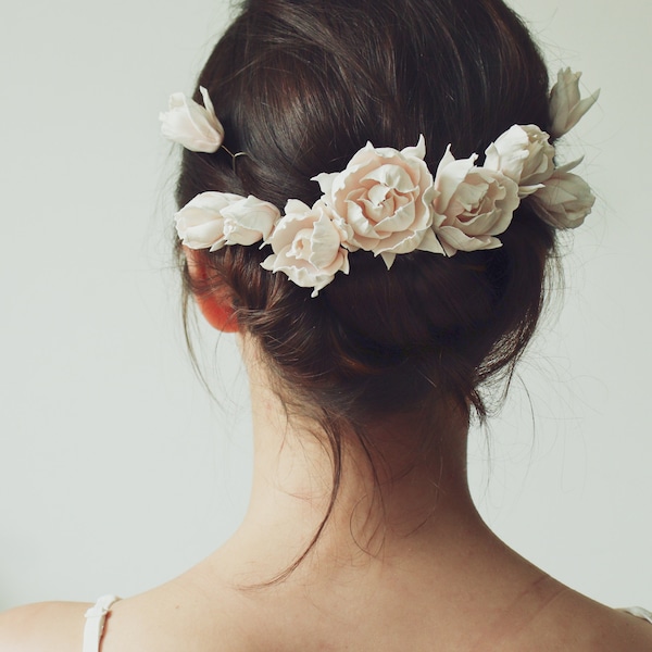 Bridal floral hair vine - Bride hair piece - Wedding hair accessory