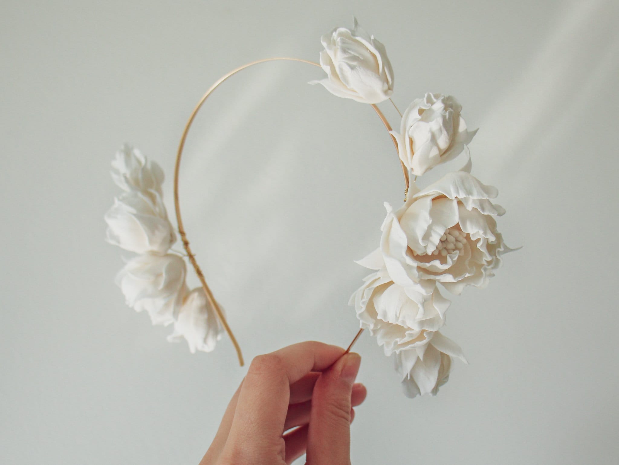 Bridal flower headband - Ivory flower hair piece - Wedding floral hair accessory