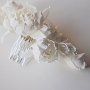 Bridal hair comb Bridal Hair Piece Ivory Peony Wedding Hair Comb Wedding hair pins Flower hair clip Wedding hair accessory image 8