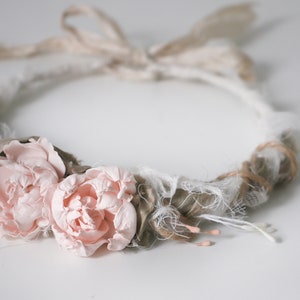 Baby headband Baby girl flower crown Boho headband for baby Vintage headband Bohemian flower crown baby tieback image 4