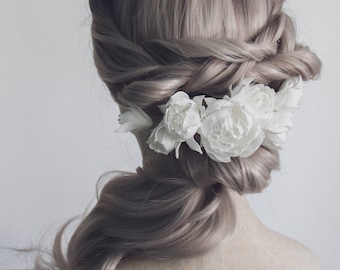 Pettine per capelli da sposa - Pezzo per capelli da sposa - Pettine per capelli da sposa in avorio peonia - Perni per capelli da sposa - Fermaglio per capelli fiore - Accessorio per capelli da sposa