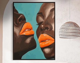 African American Woman Art, Melanin Lips Art, Black Girl Magic, Black Woman Wall Art, Extra Large Wall Art, Feminist Canvas Wall Art