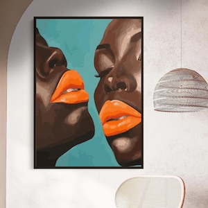 African American Woman Art, Melanin Lips Art, Black Girl Magic, Black Woman Wall Art, Extra Large Wall Art, Feminist Canvas Wall Art