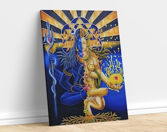 Lord Shiva and Parvati, Buddhist Monks Gift, Sanskrit Tibetan Poster, Yoga Studio Image, Meditation Spiritual Buddha Yoga Zen Present