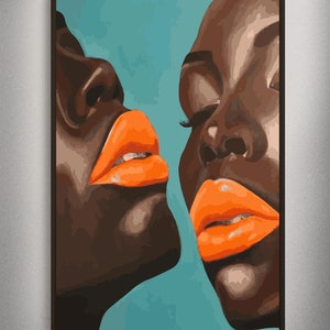 African American Woman Art, Melanin Lips Art, Black Girl Magic, Black Woman Wall Art, Extra Large Wall Art, Feminist Canvas Wall Art