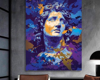 Alexander the Great, Ancient Greek Art, Mythology Antique Print, Art Statue on Canvas, Religious Decor, Modern Wall Art