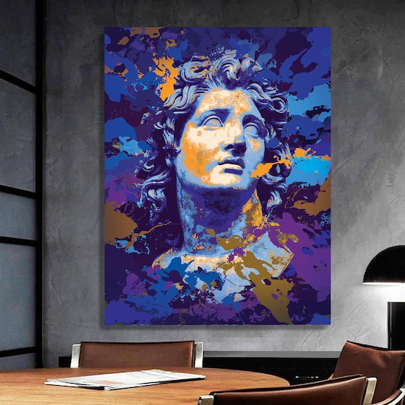 Alexander the Great, Ancient Greek Art, Mythology Antique Print, Art Statue on Canvas, Religious Decor, Modern Wall Art