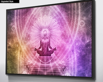 Chakra Surreal Art, Canvas for meditation, Buddhist Monks Gift, Sanskrit Tibetan Poster, Yoga Studio Image, Spiritual Yoga Present