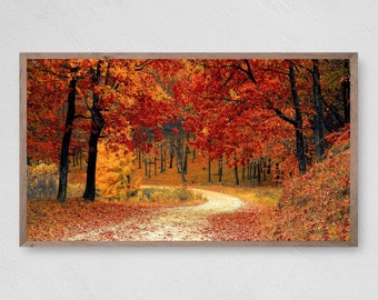 Samsung Frame TV Art | Autumn Landscape Art | Autumn Fall Vibes | Yellow Autumn Leaves | Digital Download Samsung Frame | Instant Download