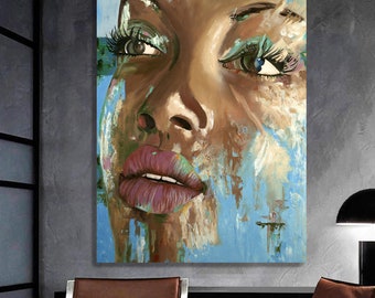 African-American Woman Art, Woman Portrait Art, Black Girl, Africa Art, Black Queen Home Decor, Afro Hair Queen Canvas, Feminism Art