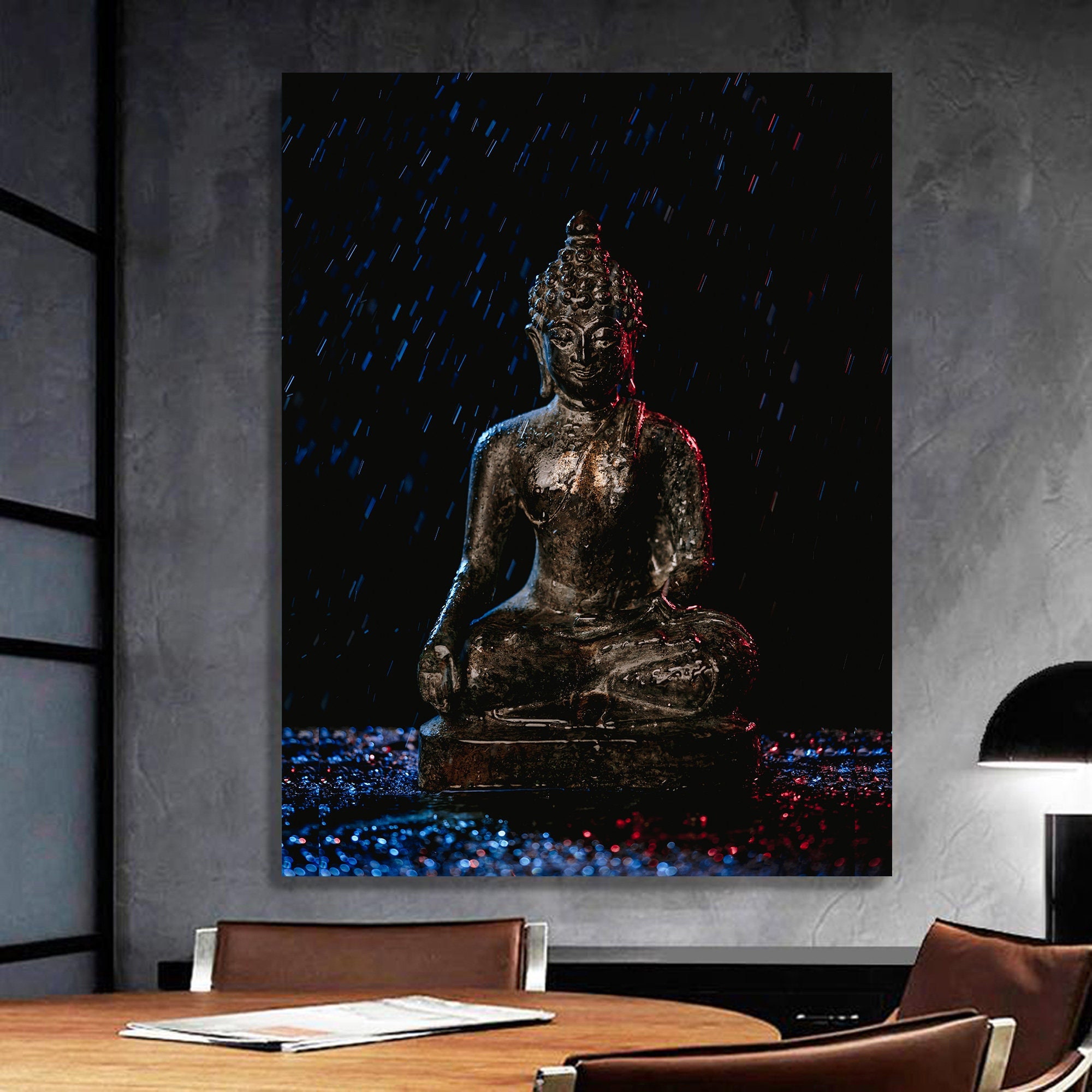 Buddha Statue in Rain Buddhist Monks Gift Sanskrit Tibetan - Etsy Finland