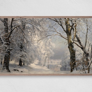Samsung Frame TV Art | Winter Landscape Oil Painting | Christmas Snow Winter Frame TV | Instant Download
