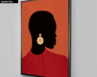 Boho African-American Woman Art, Melanin Art, Black Girl Portrait, Africa Art, Black Queen Home Decor, Afro Queen Canvas, Feminism Art