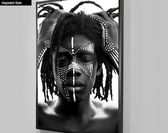 African-American Man Art, Melanin Art, Black Girl Portrait, Africa Art, Black Queen Home Decor, Afro Queen Canvas, Feminism Art