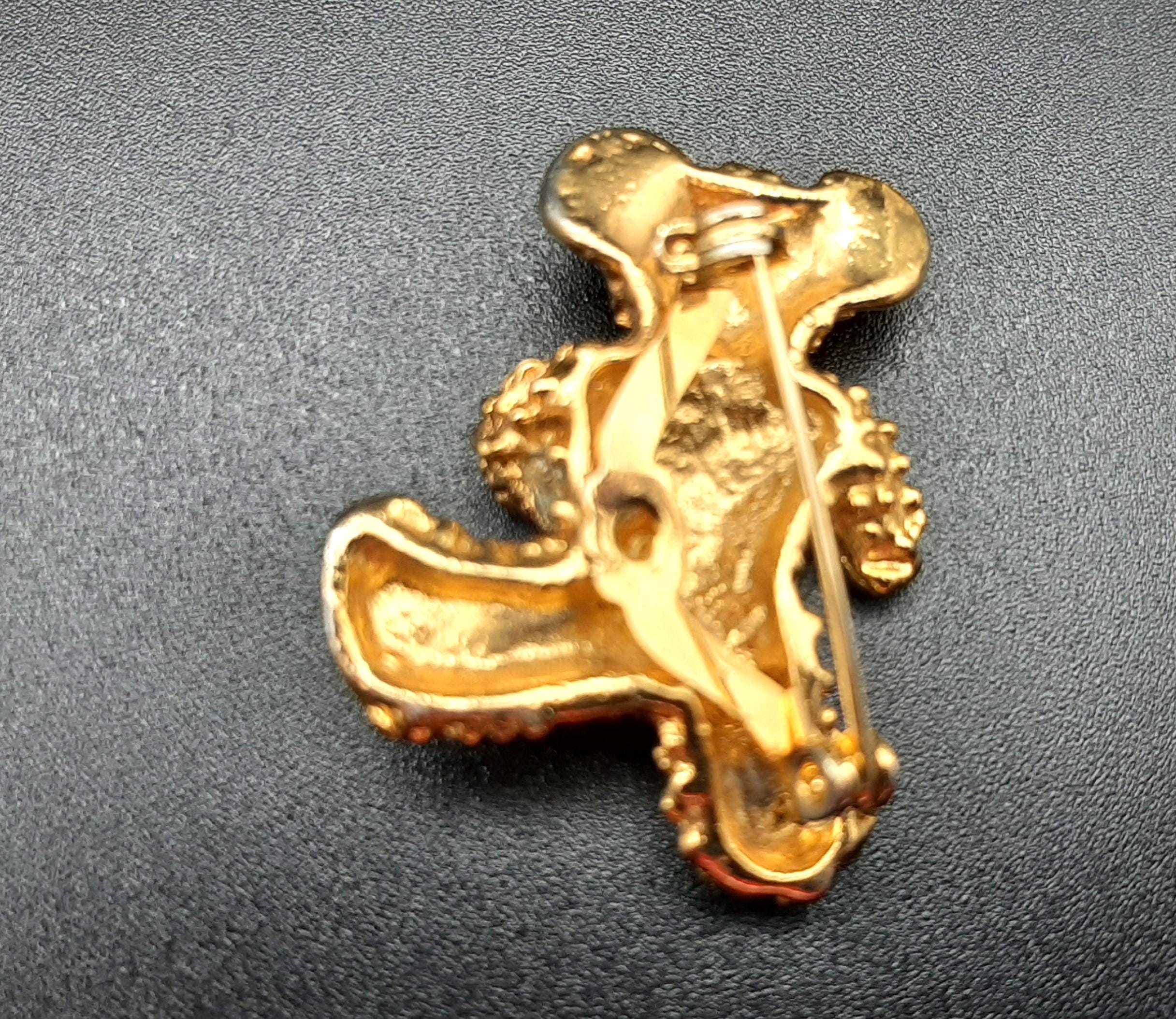 Broche Ours Vintage Amovible - En Métal Doré, Fantaisie - Occasion Bon état
