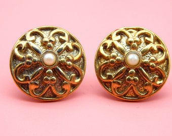 Vintage 1980s ESCADA Extra Large Round Golden Earrings