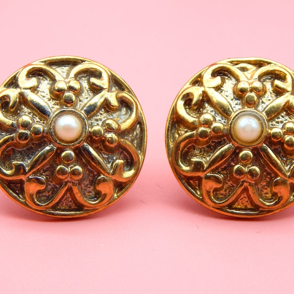 Vintage 1980s ESCADA Extra Large Round Golden Earrings