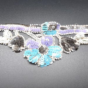 Antique 1920s Sequin Dress Embellishment: Art Deco Floral Trim